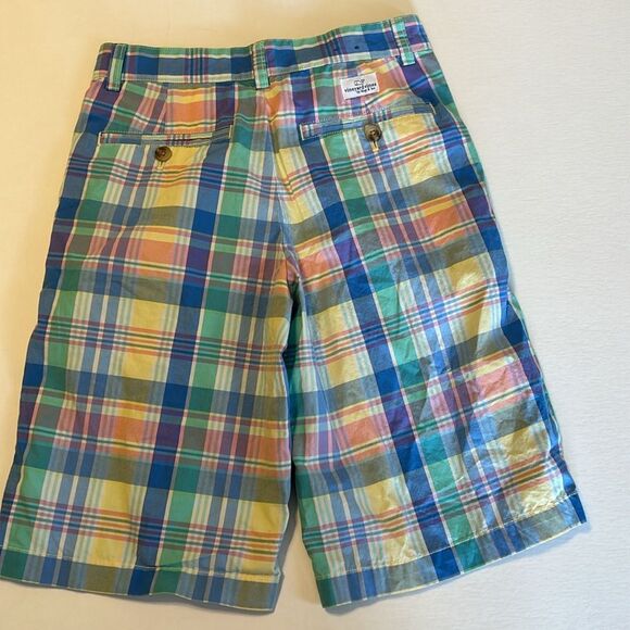 VINEYARD VINES GAP Size 14 Slim Boy's Cotton Chino Shorts Plaid Yellow Green - Picture 5 of 14